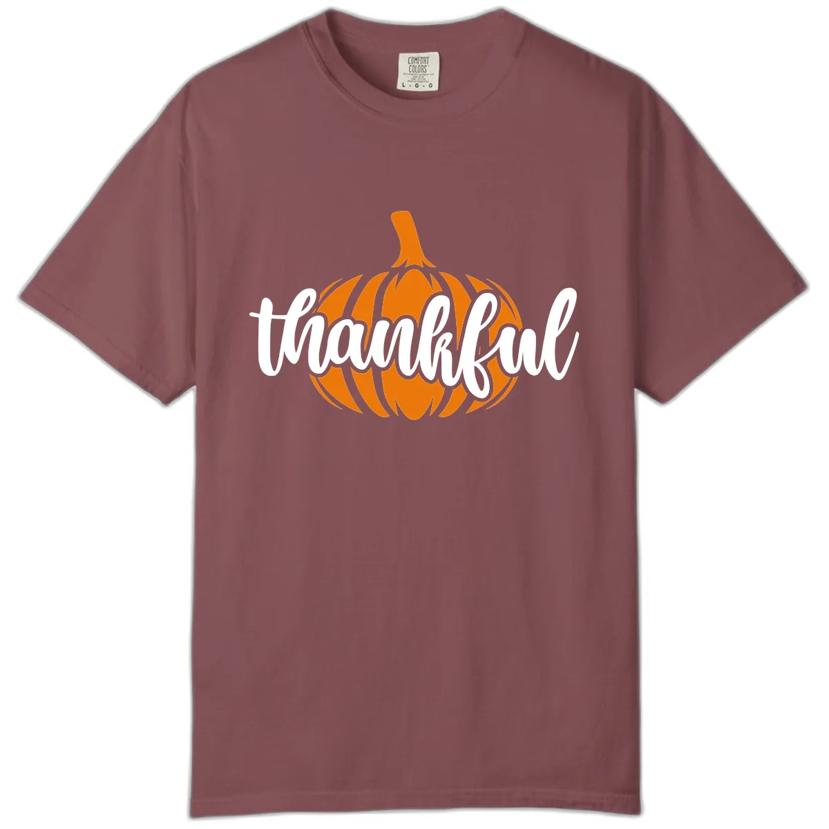 Pumpkin Patch Thankful Typography Comfort Color in Brick