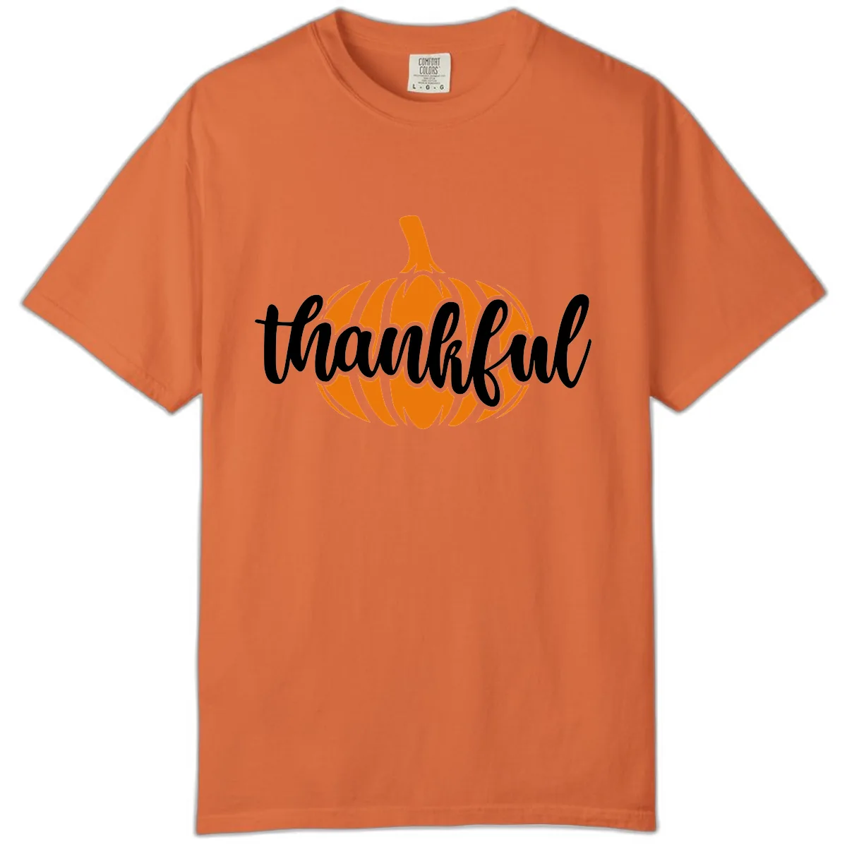 Pumpkin Patch Thankful Typography Comfort Color in Burnt Orange