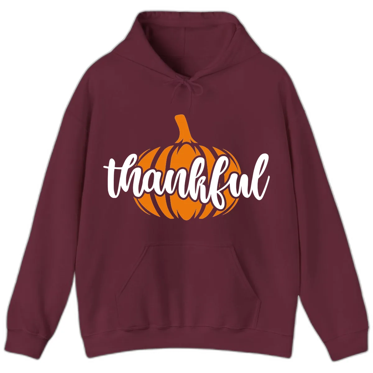 Pumpkin Patch Thankful Typography Hoodie in Maroon