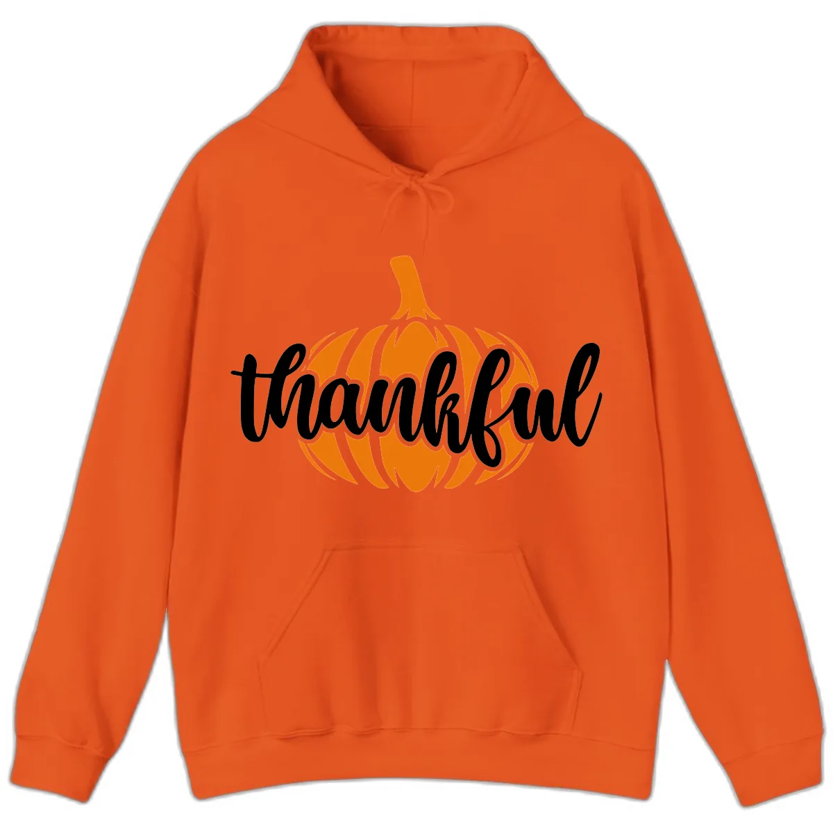 Pumpkin Patch Thankful Typography Hoodie in Orange