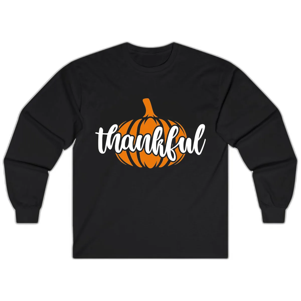 Pumpkin Patch Thankful Typography Long Sleeve in Black