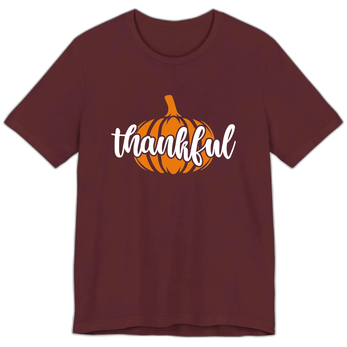 Pumpkin Patch Thankful Typography Premium T-Shirt in Maroon