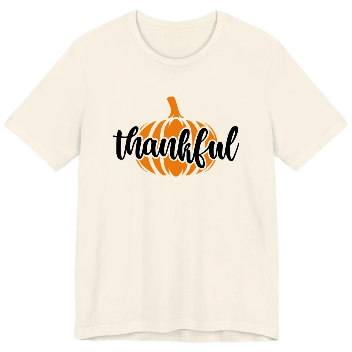Pumpkin Patch Thankful Typography Premium T-Shirt in Natural