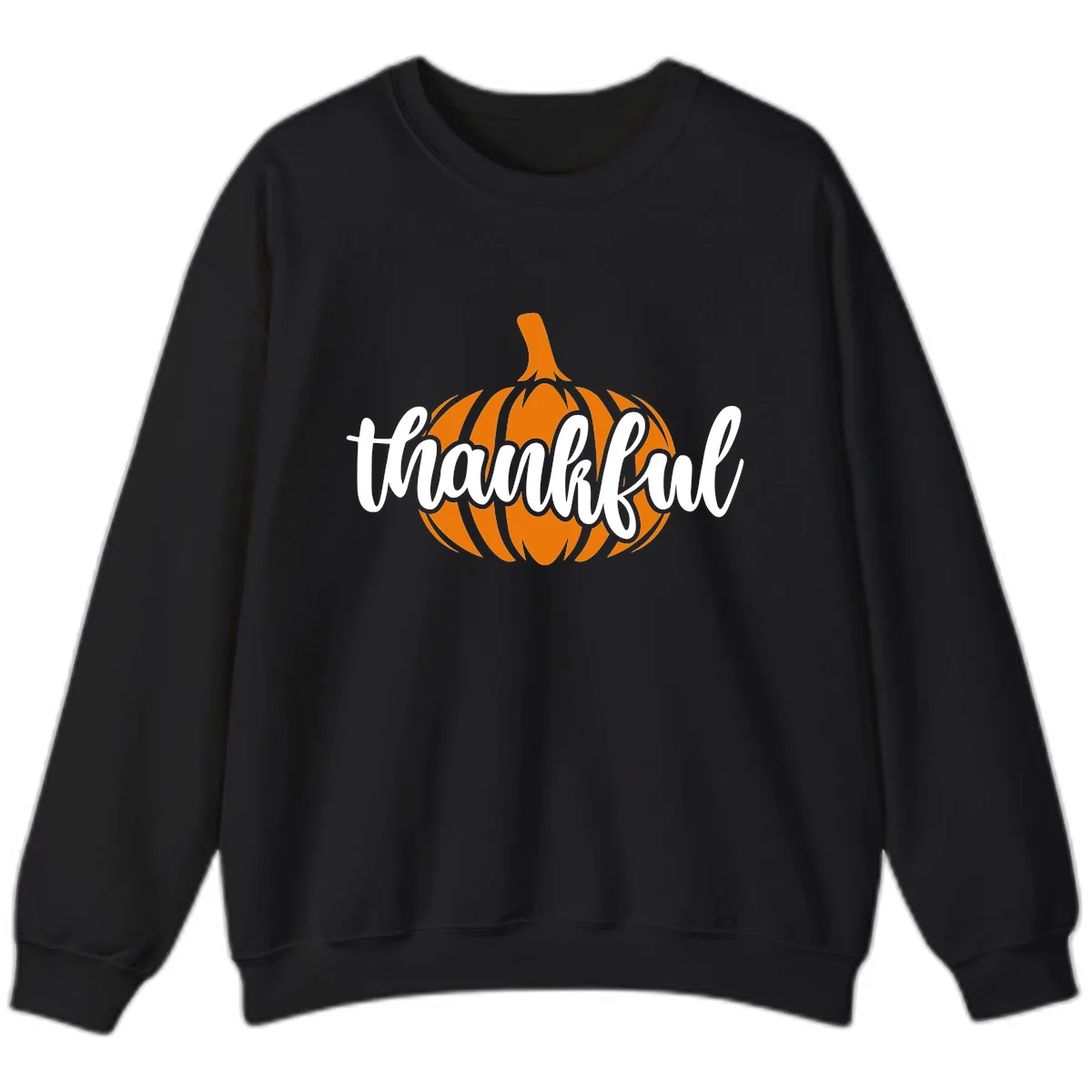 Pumpkin Patch Thankful Typography Sweatshirt in Black