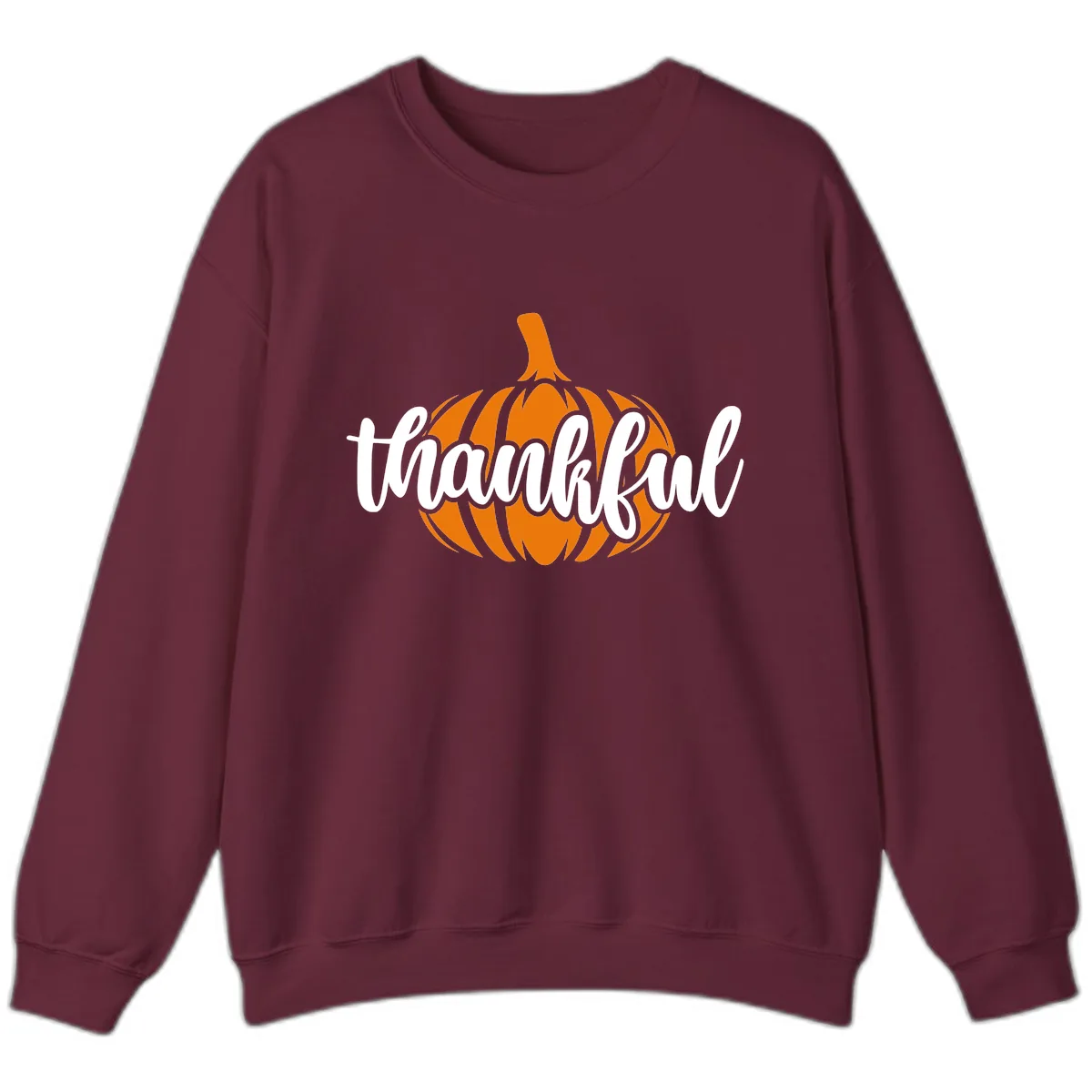 Pumpkin Patch Thankful Typography Sweatshirt in Maroon