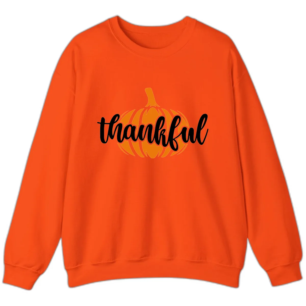 Pumpkin Patch Thankful Typography Sweatshirt in Orange