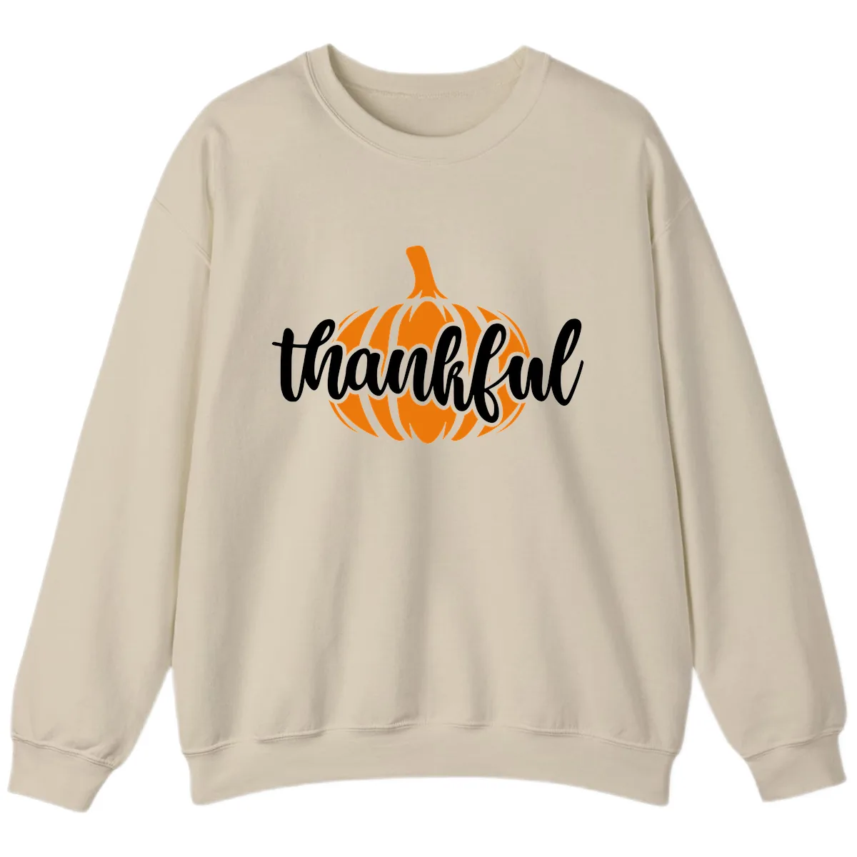 Pumpkin Patch Thankful Typography Sweatshirt in Sand