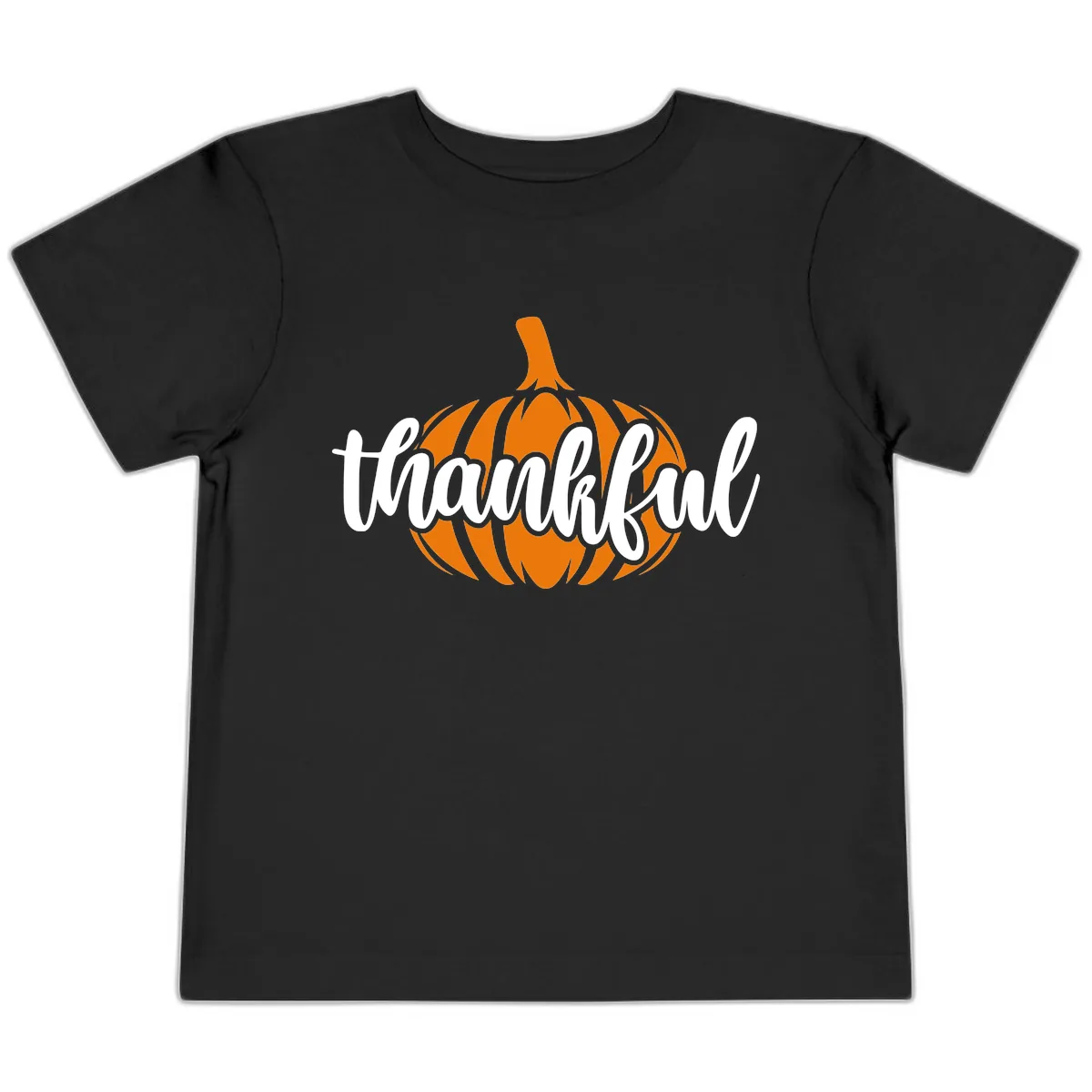 Pumpkin Patch Thankful Typography Toddler T-Shirt in Black