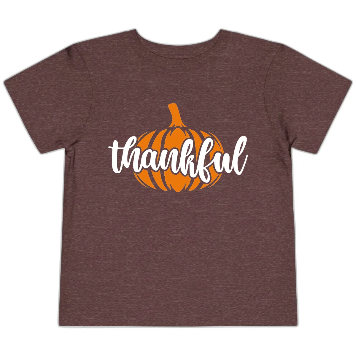 Pumpkin Patch Thankful Typography Toddler T-Shirt in Heather Maroon