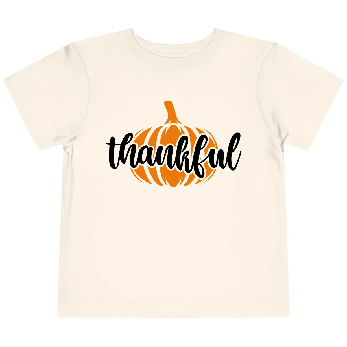 Pumpkin Patch Thankful Typography Toddler T-Shirt in Natural
