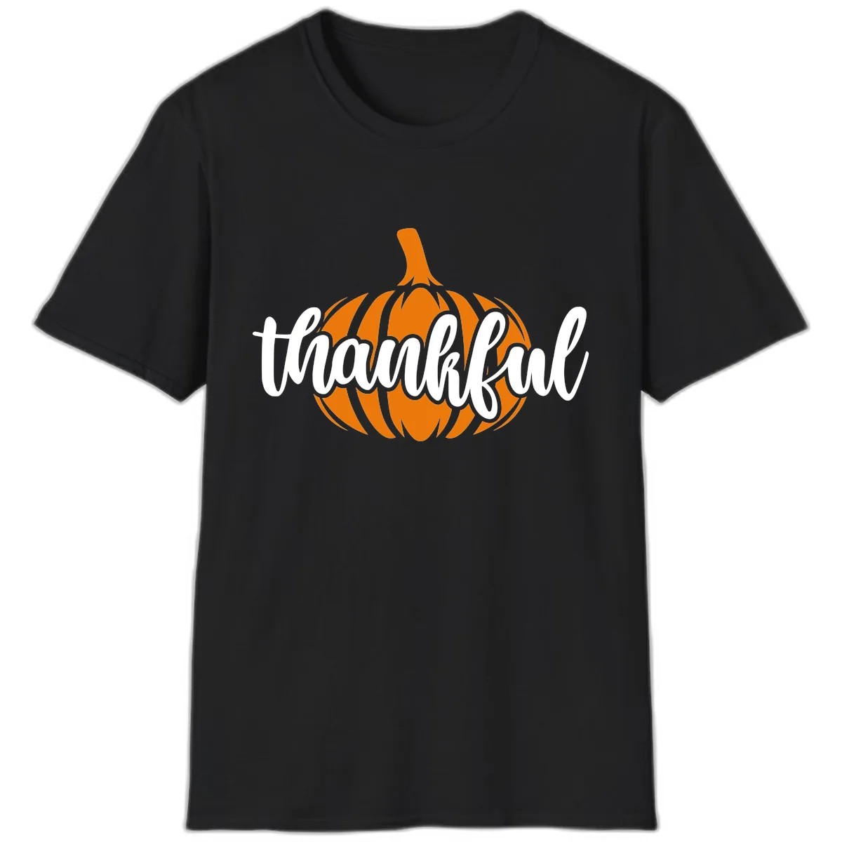 Pumpkin Patch Thankful Typography T-Shirt in Black