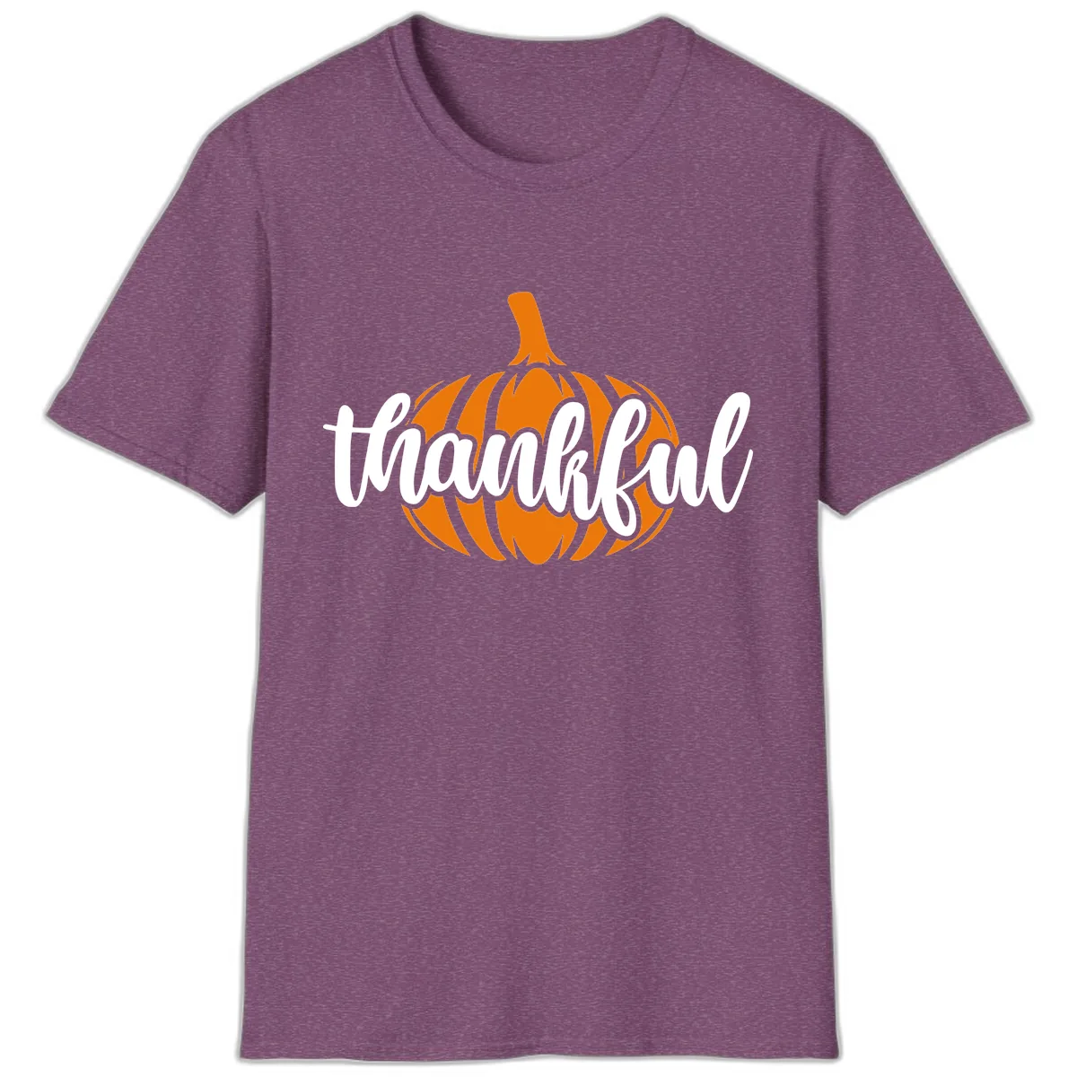 Pumpkin Patch Thankful Typography T-Shirt in Heather Maroon