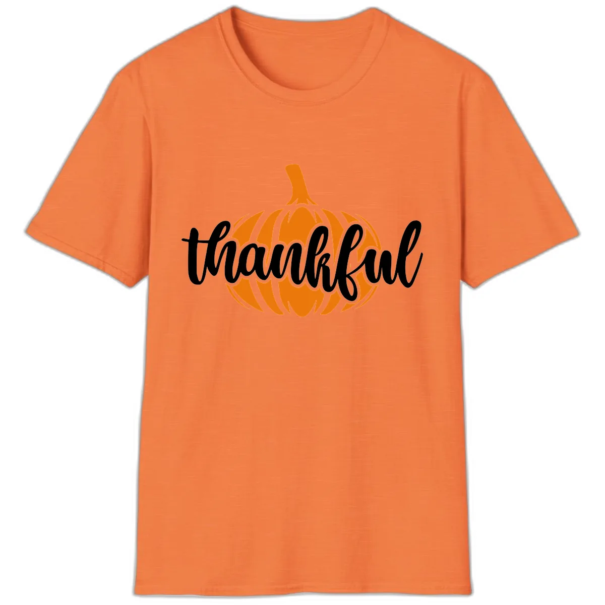 Pumpkin Patch Thankful Typography T-Shirt in Heather Orange