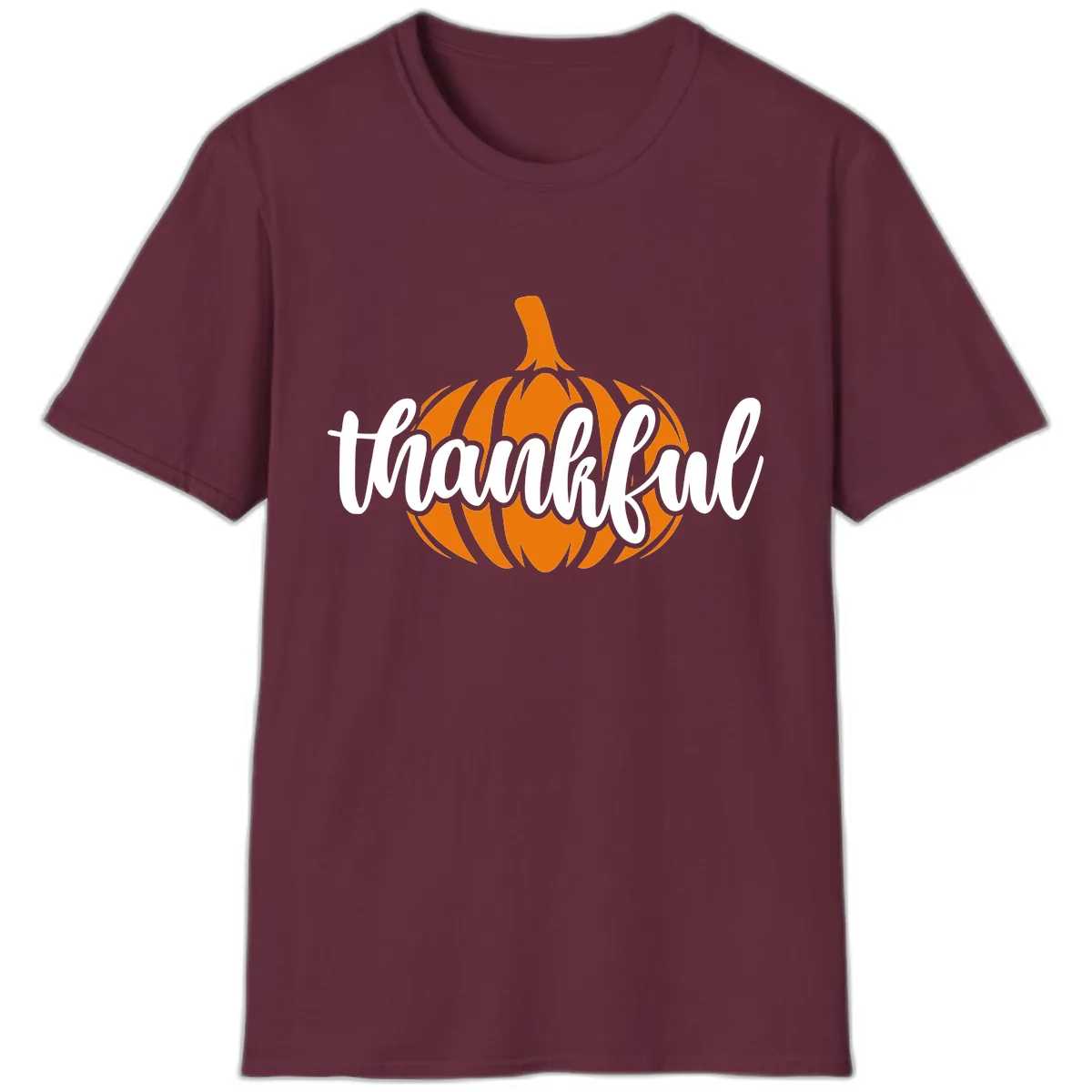 Pumpkin Patch Thankful Typography T-Shirt in Maroon