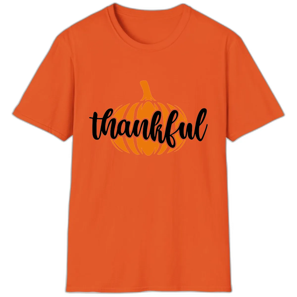 Pumpkin Patch Thankful Typography T-Shirt in Orange