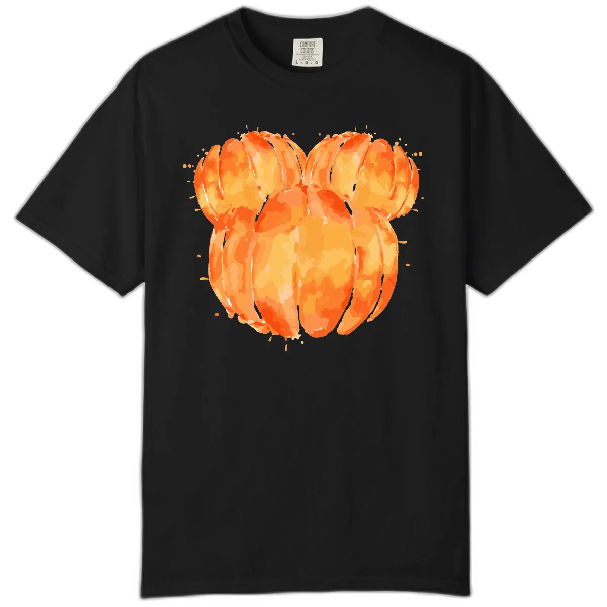 Mandarin Orange Heart Illustration Comfort Color in Black