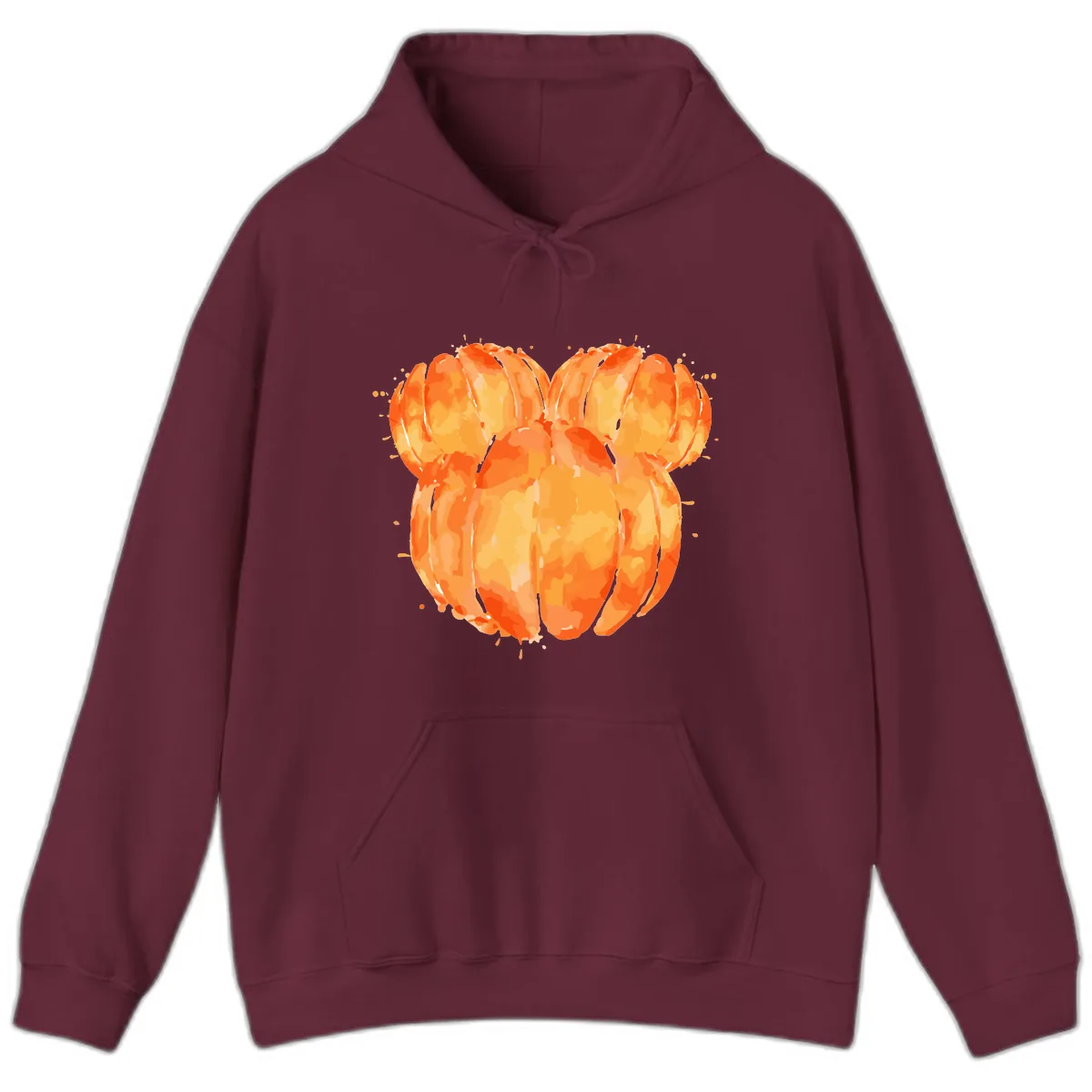 Mandarin Orange Heart Illustration Hoodie in Maroon
