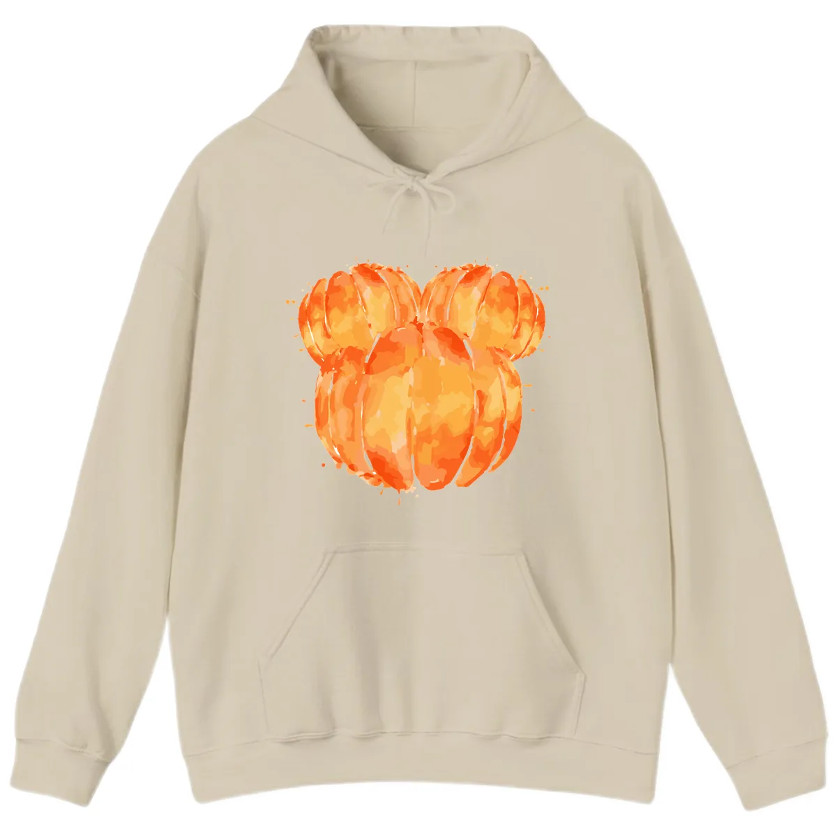 Mandarin Orange Heart Illustration Hoodie in Sand