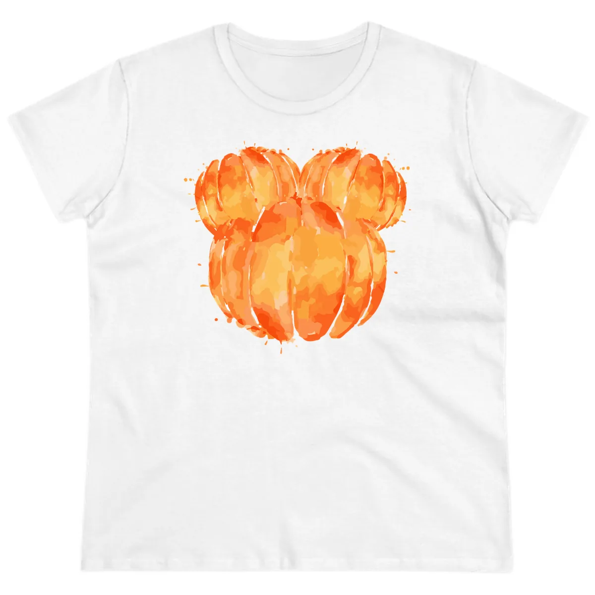 Mandarin Orange Heart Illustration Ladies Tee in White