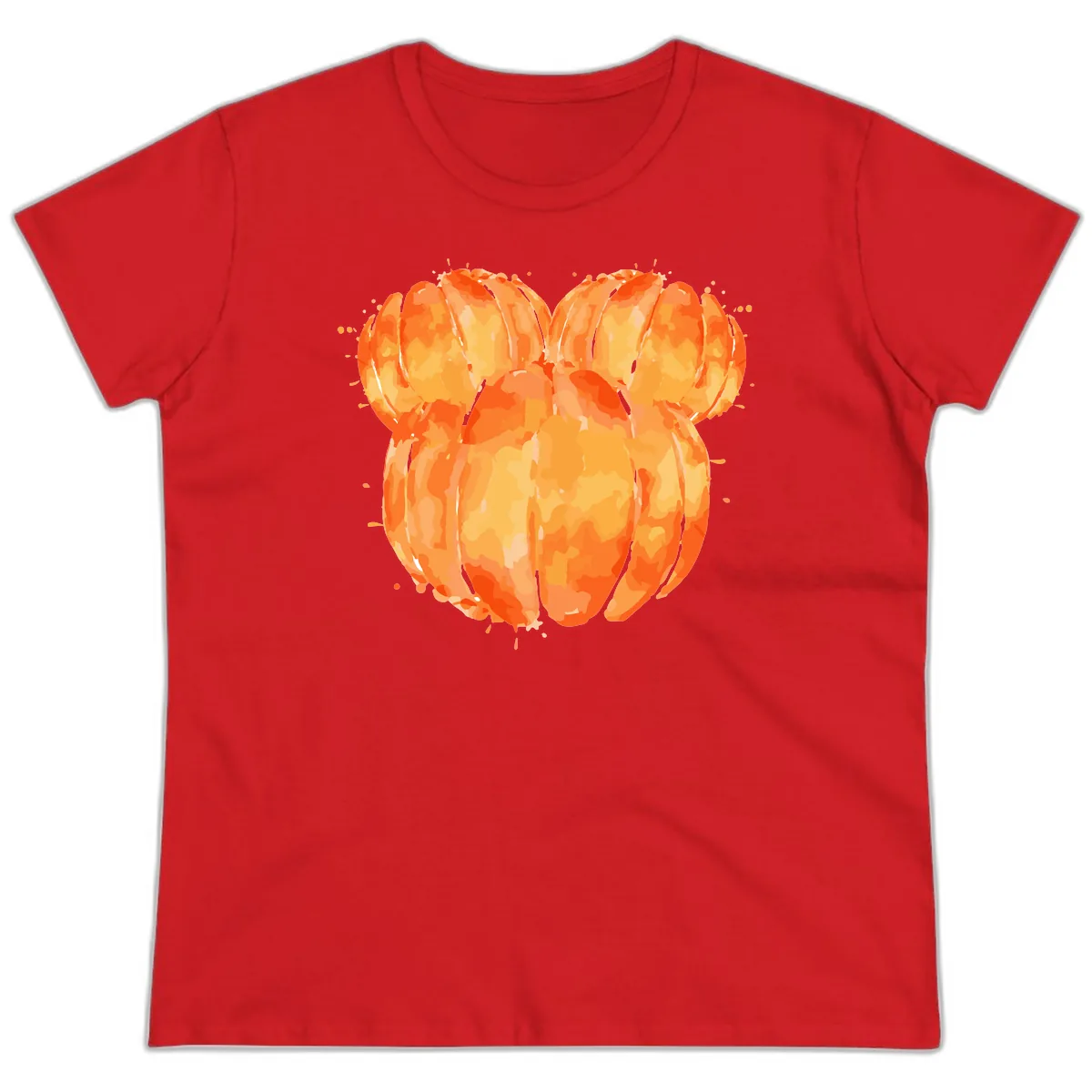 Mandarin Orange Heart Illustration Ladies Tee in Red