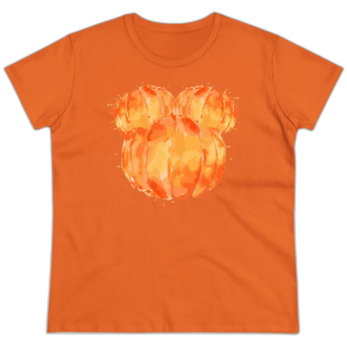 Mandarin Orange Heart Illustration Ladies Tee in Orange