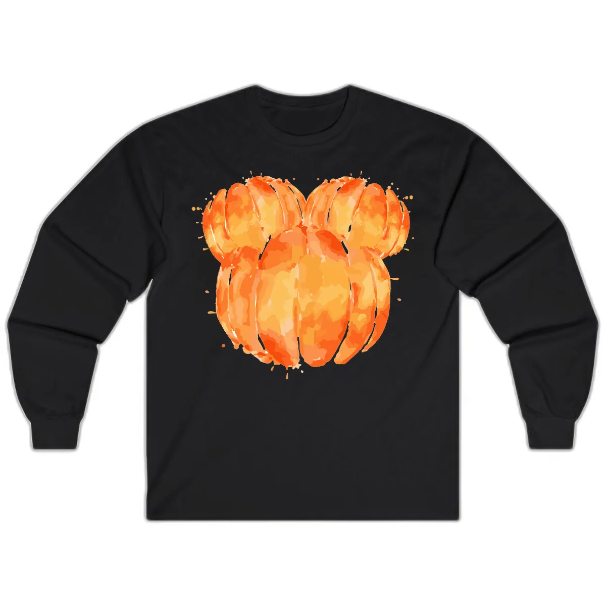 Mandarin Orange Heart Illustration Long Sleeve in Black