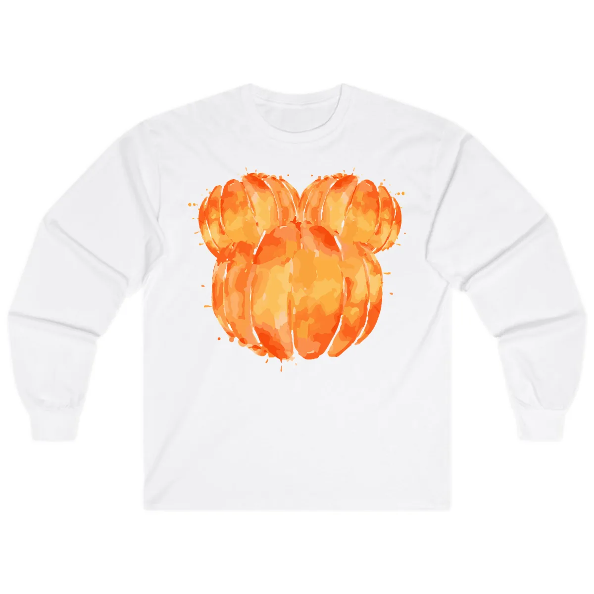 Mandarin Orange Heart Illustration Long Sleeve in White