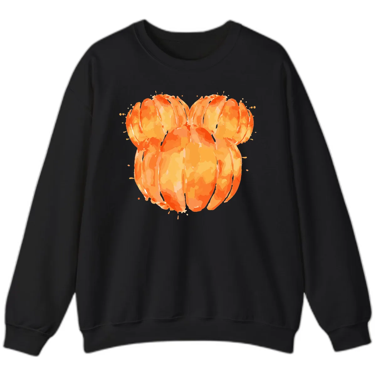 Mandarin Orange Heart Illustration Sweatshirt in Black