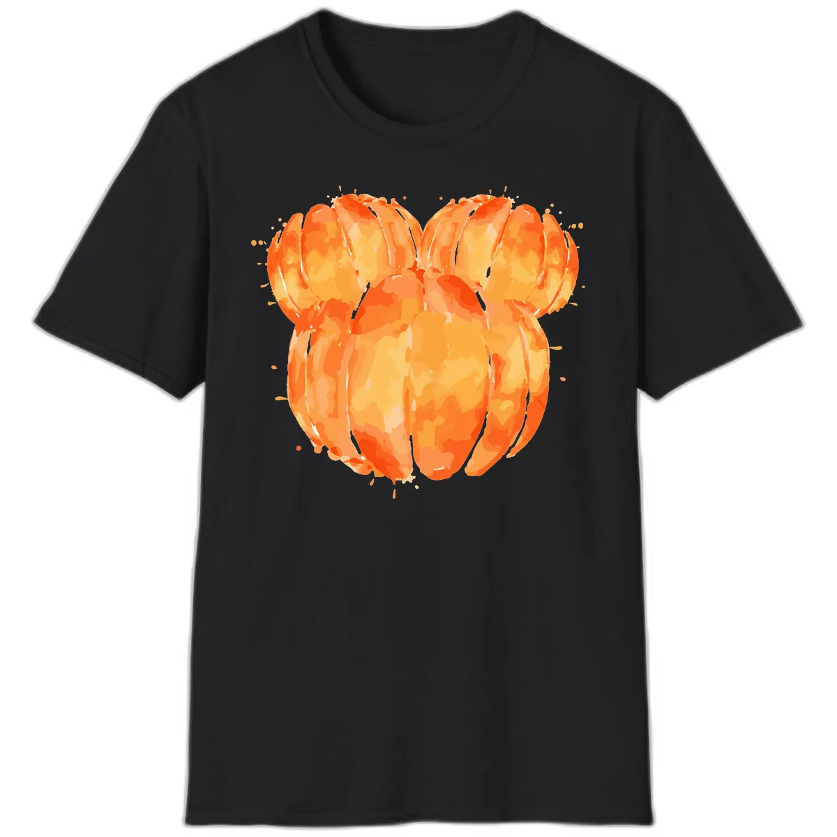 Mandarin Orange Heart Illustration T-Shirt in Black