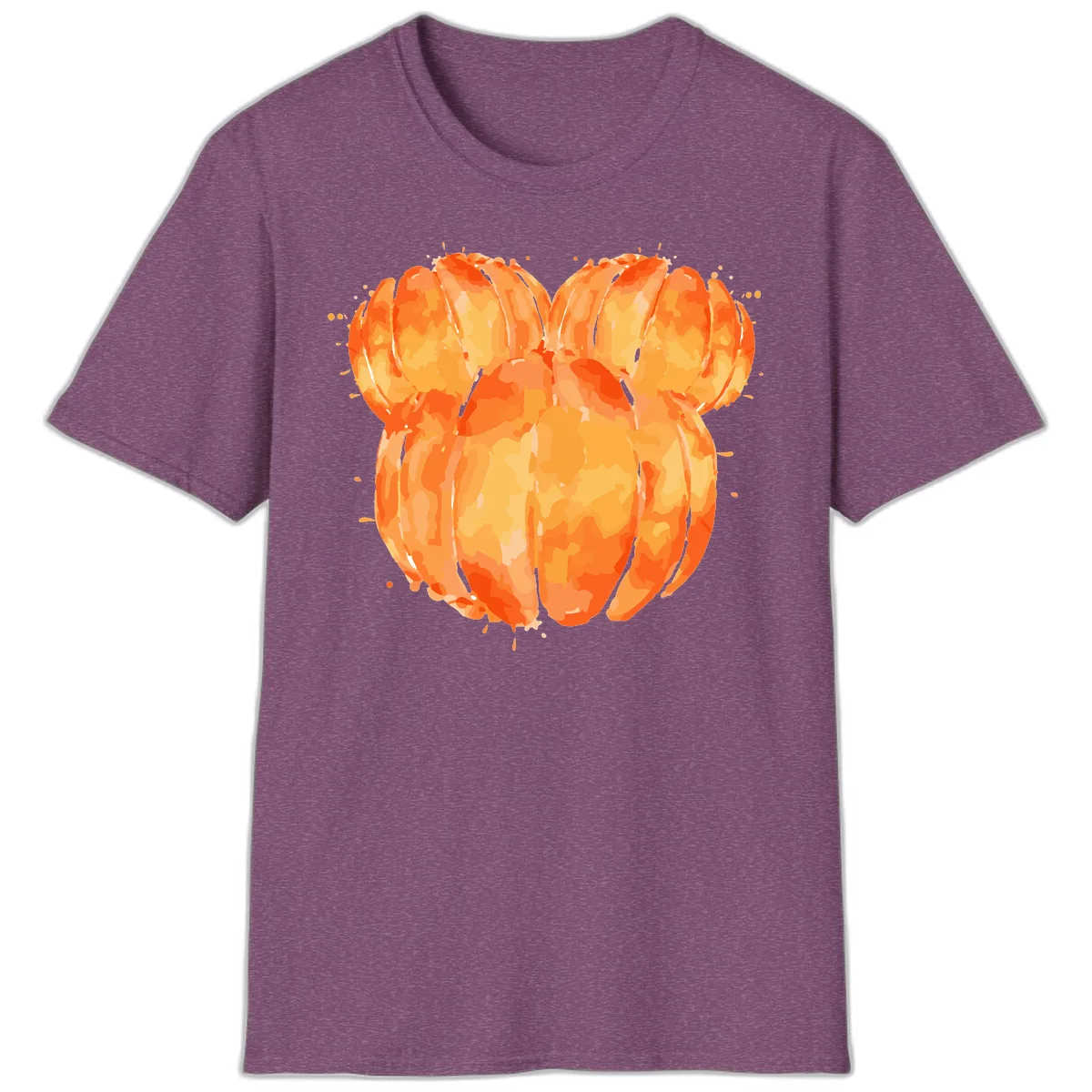 Mandarin Orange Heart Illustration T-Shirt in Heather Maroon