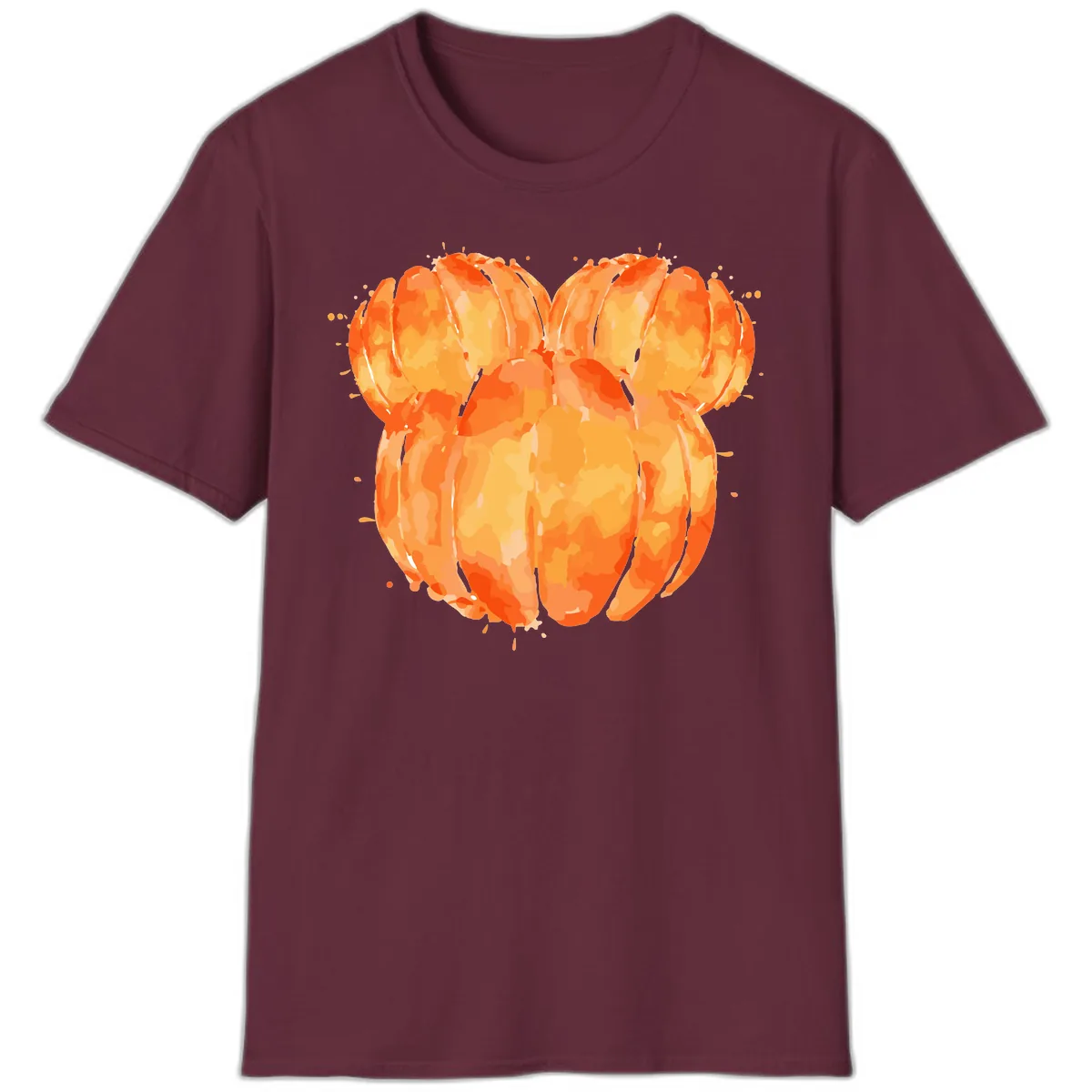 Mandarin Orange Heart Illustration T-Shirt in Maroon