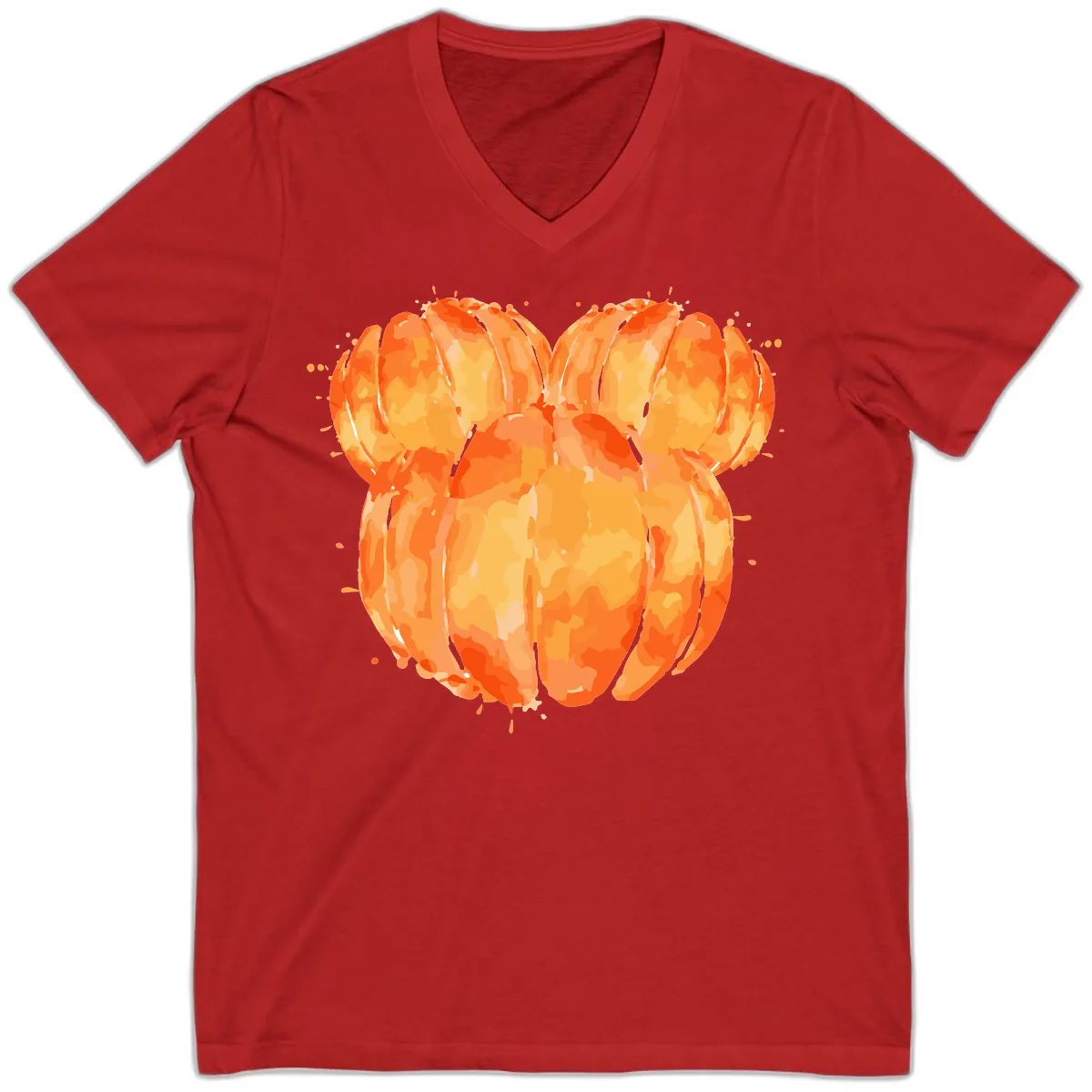 Mandarin Orange Heart Illustration V-Neck in Red