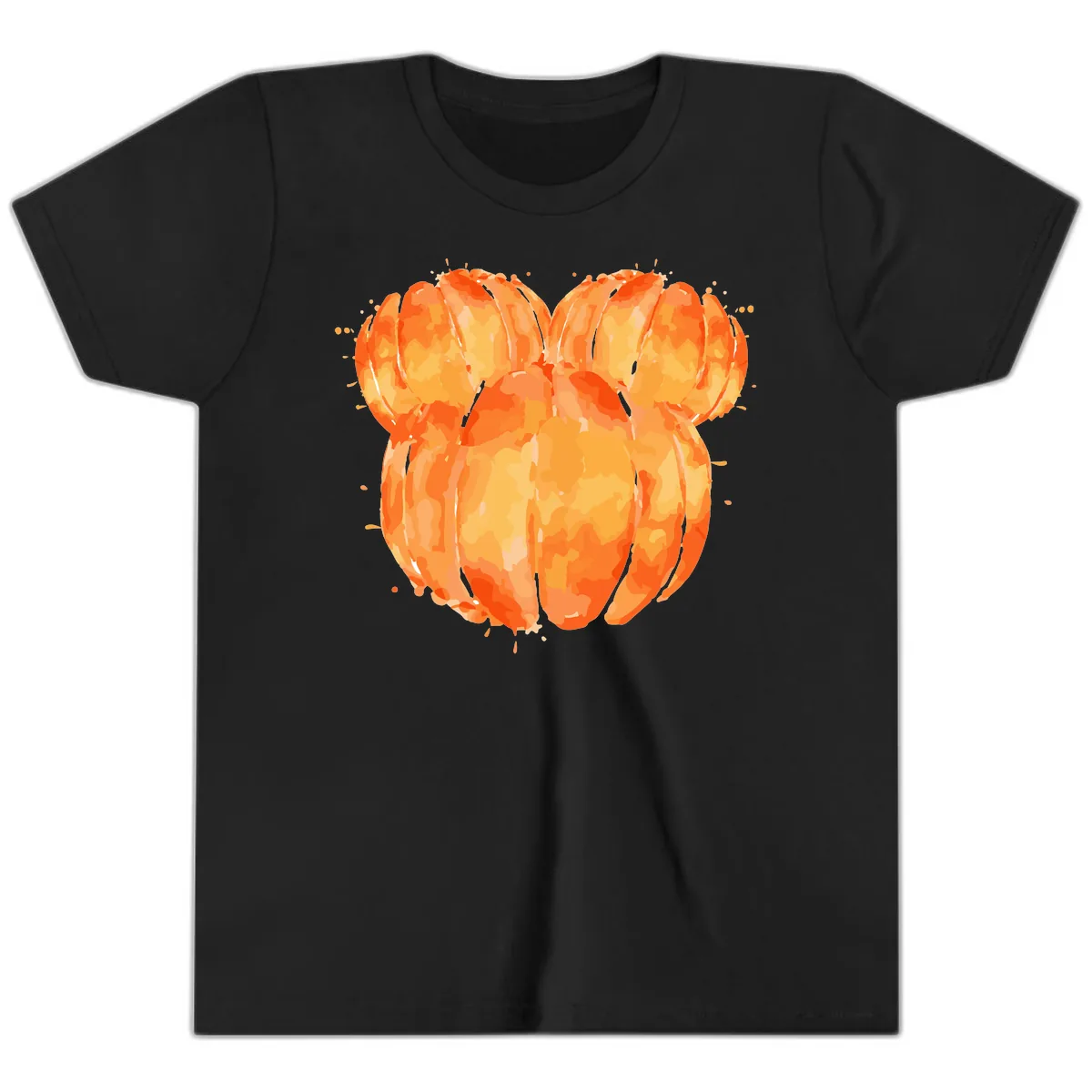 Mandarin Orange Heart Illustration Youth T-Shirt in Black