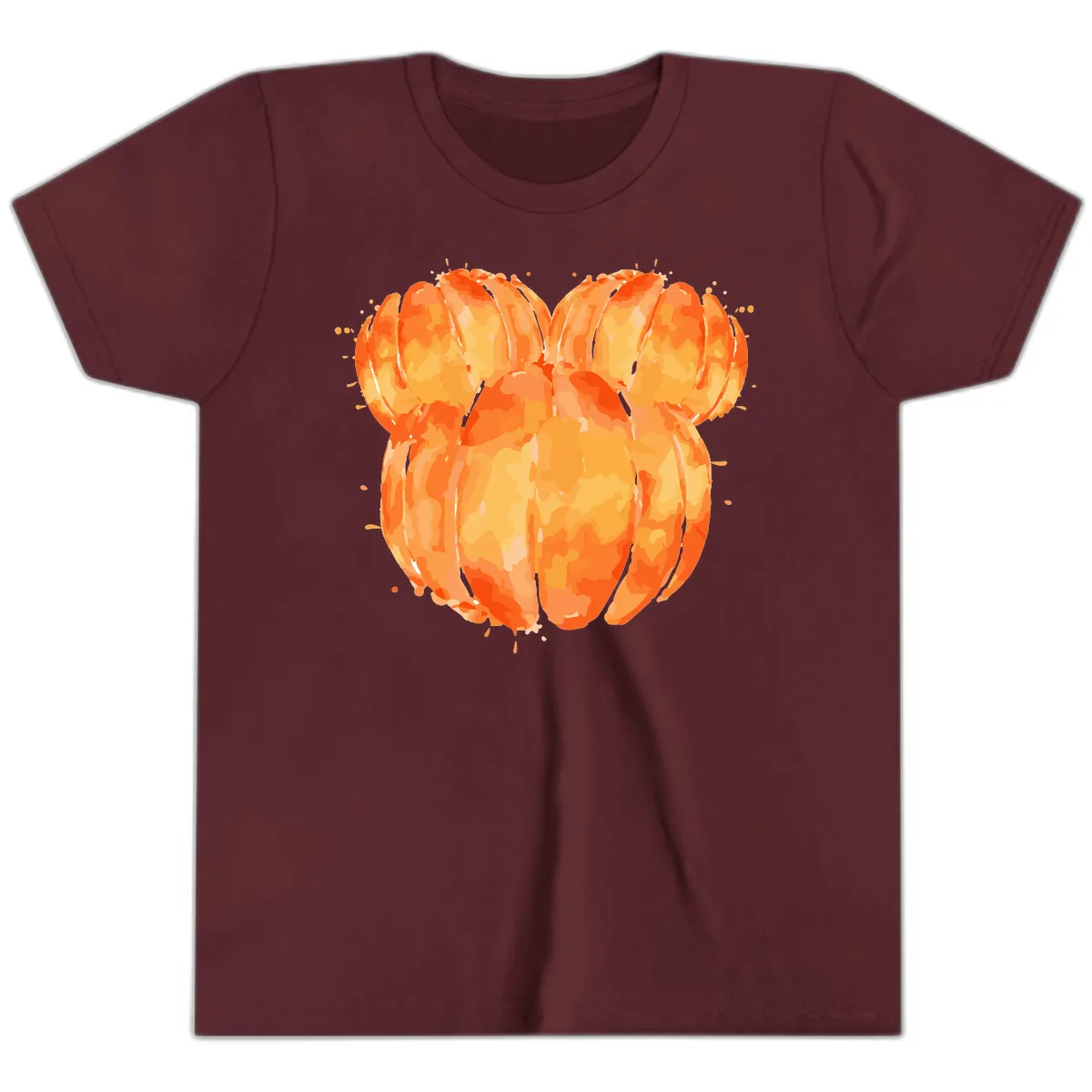 Mandarin Orange Heart Illustration Youth T-Shirt in Maroon