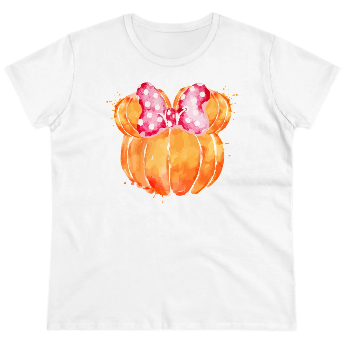 Pumpkin Minnie Mouse Ears Ladies Tee in White