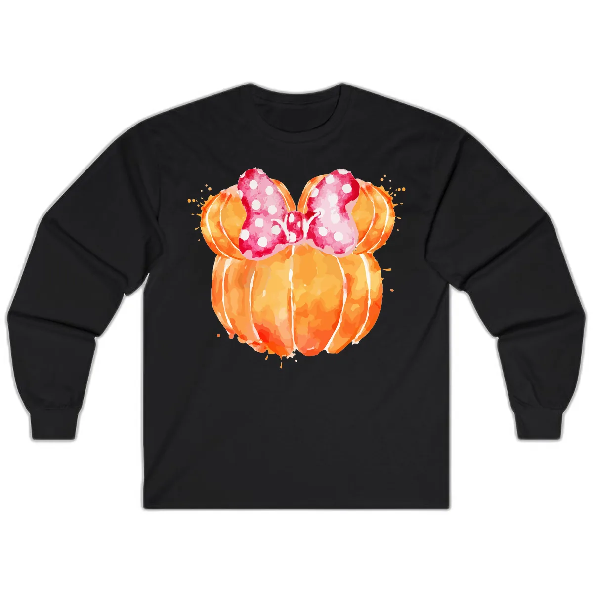 Pumpkin Minnie Mouse Ears Long Sleeve in Black