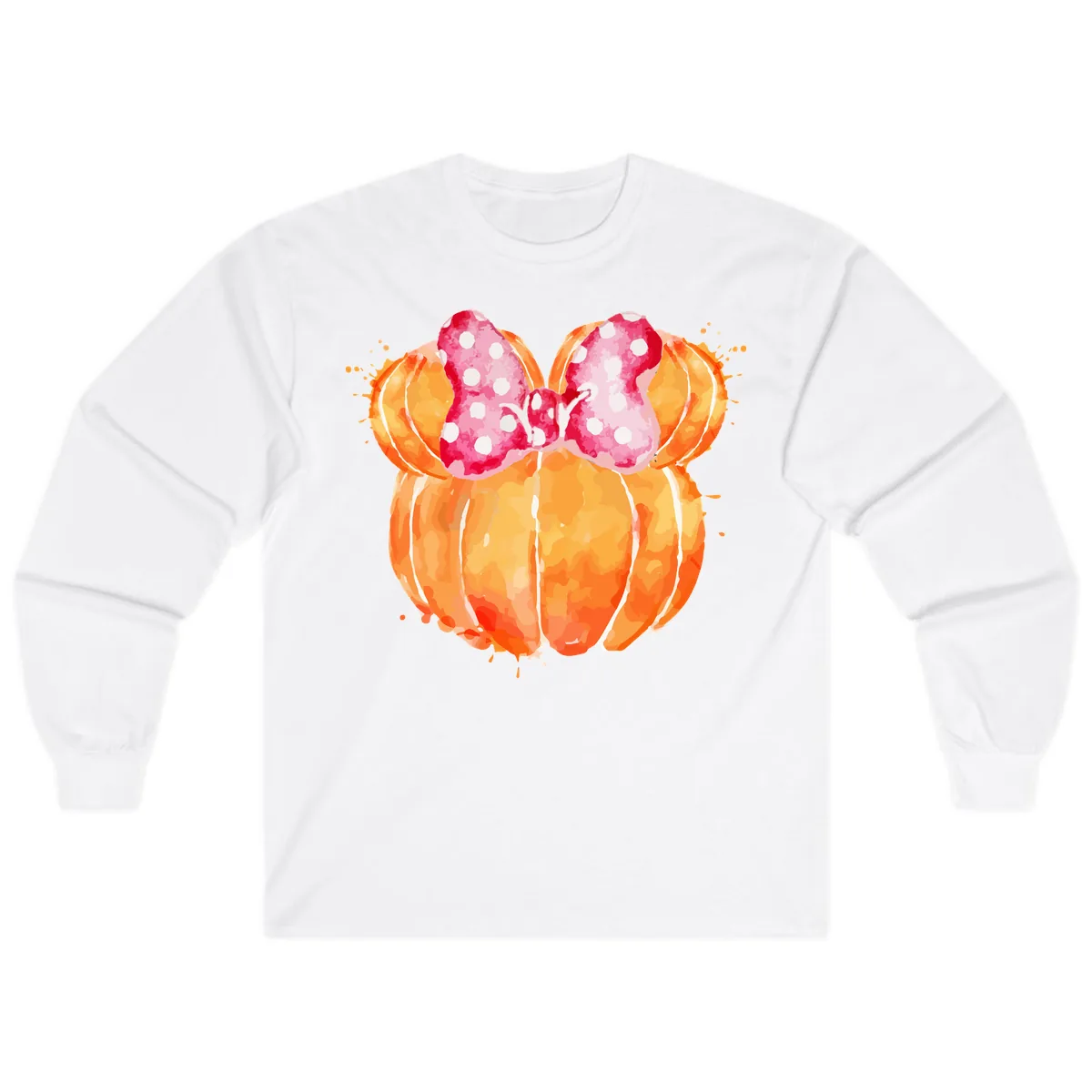 Pumpkin Minnie Mouse Ears Long Sleeve in White