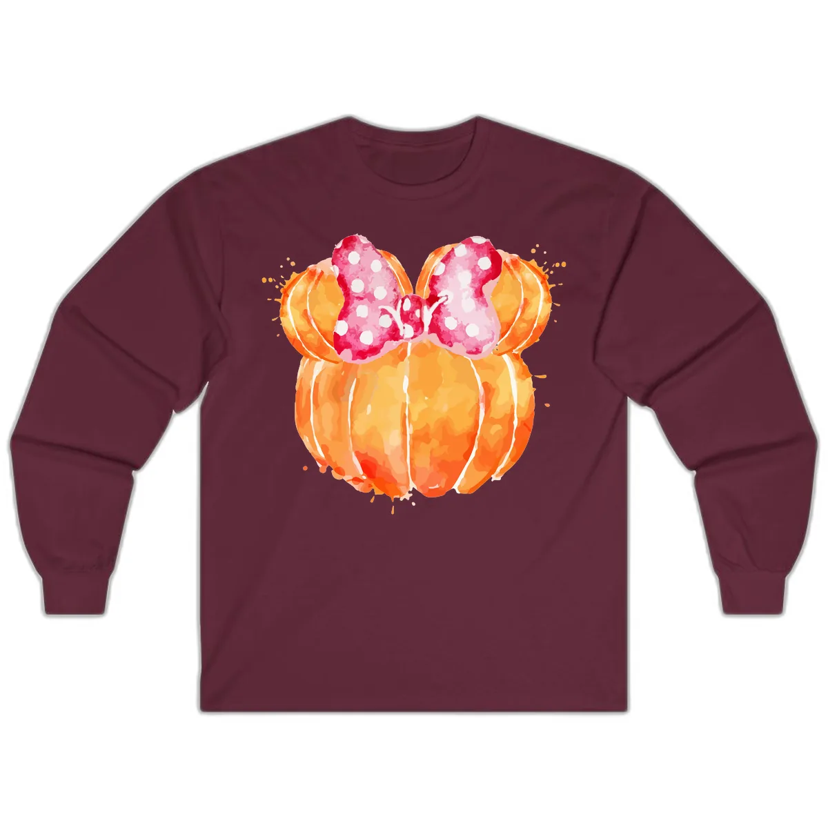 Pumpkin Minnie Mouse Ears Long Sleeve in Maroon