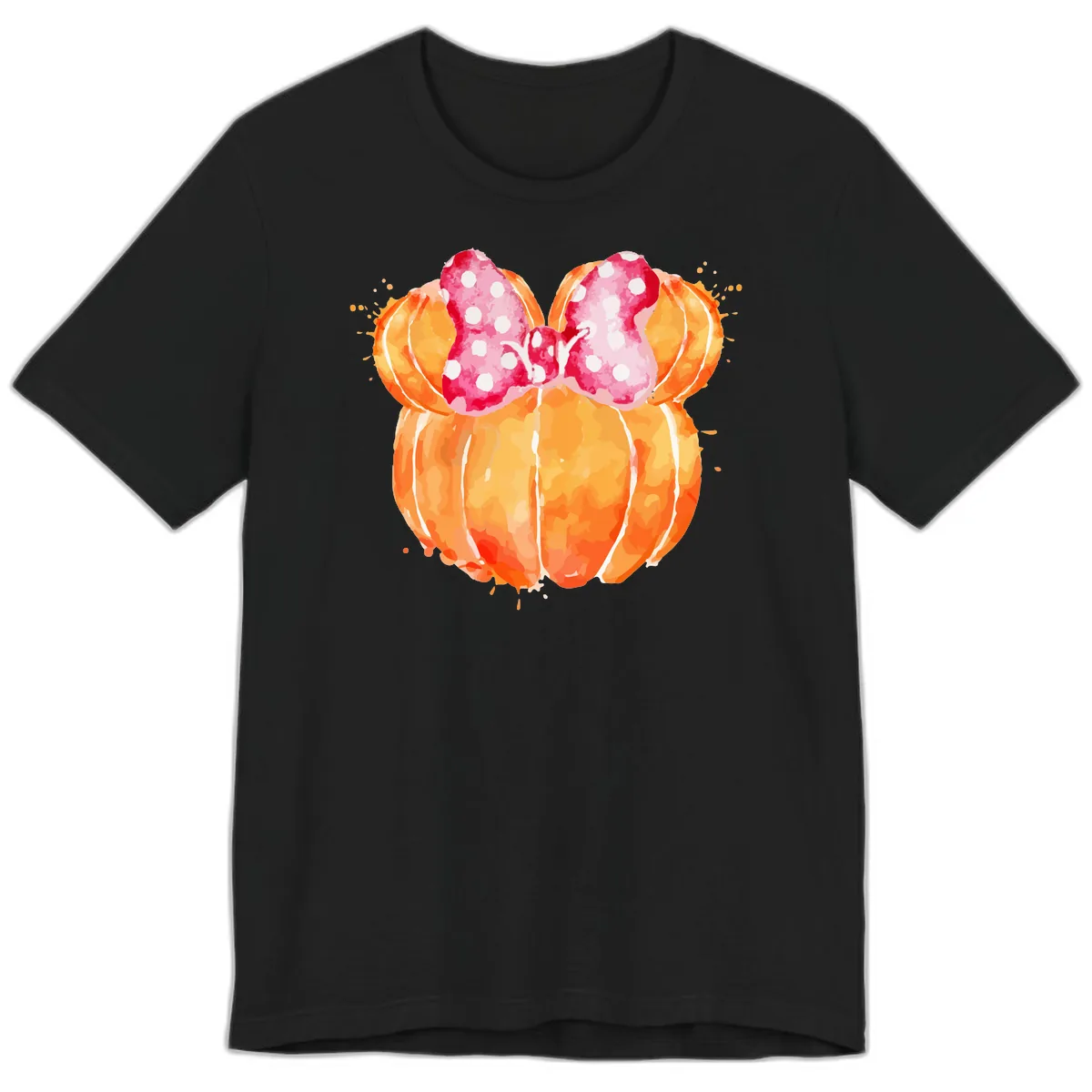 Pumpkin Minnie Mouse Ears Premium T-Shirt in Black