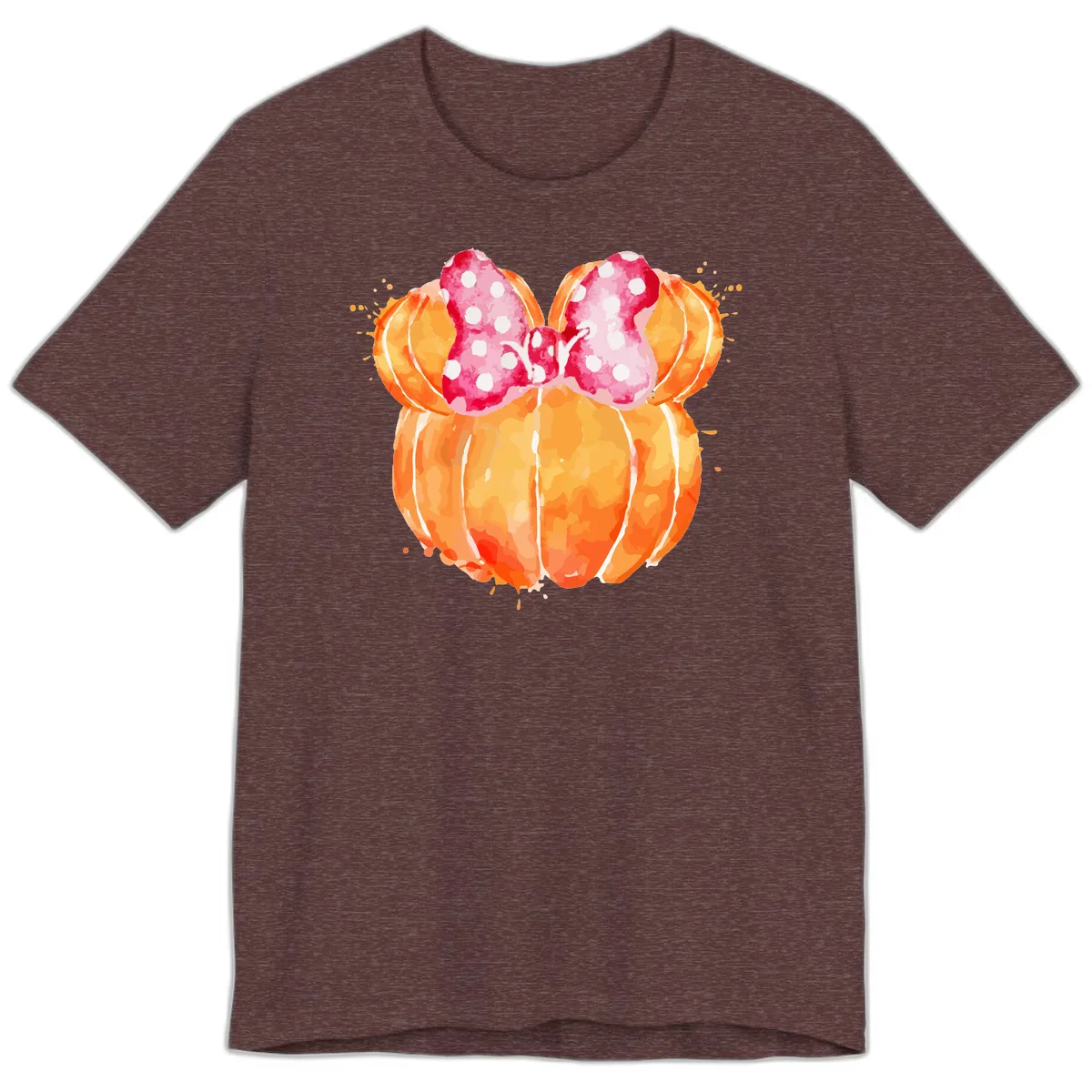 Pumpkin Minnie Mouse Ears Premium T-Shirt in Heather Maroon