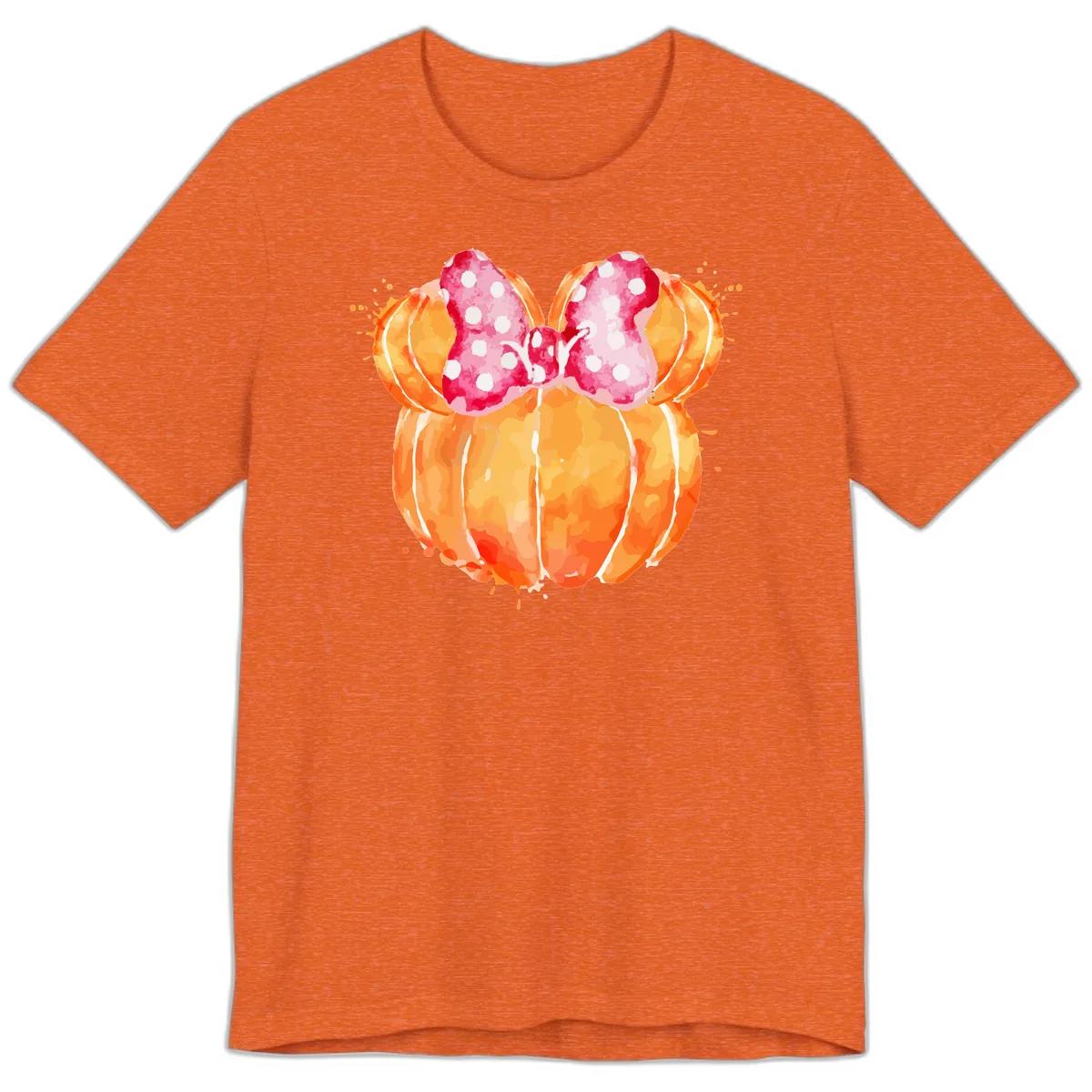 Pumpkin Minnie Mouse Ears Premium T-Shirt in Heather Orange
