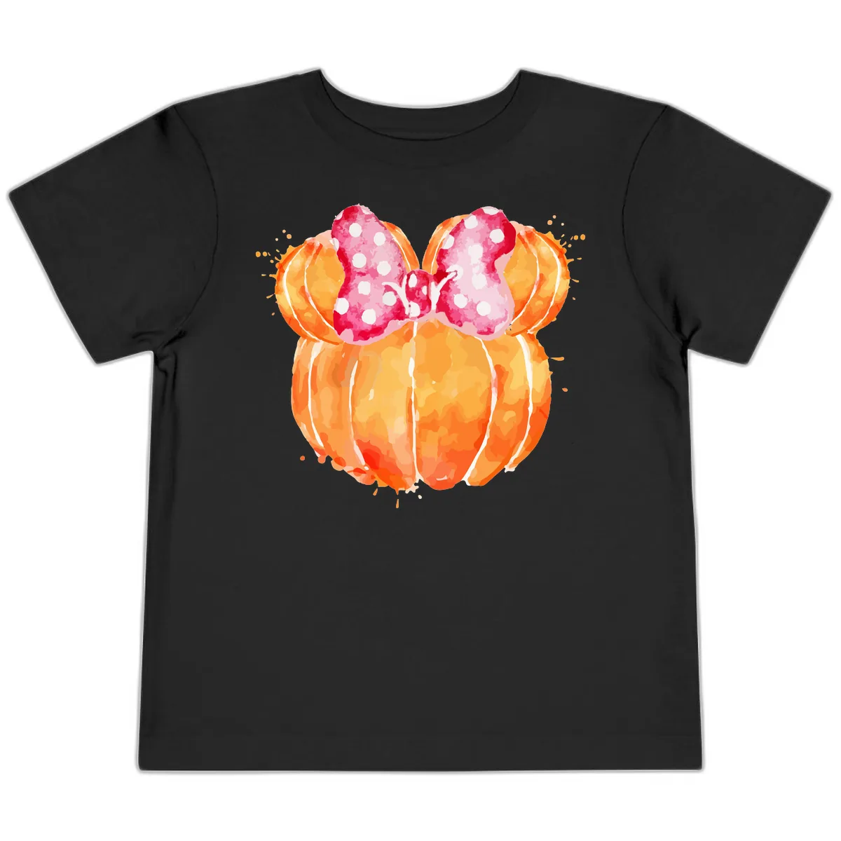Pumpkin Minnie Mouse Ears Toddler T-Shirt in Black