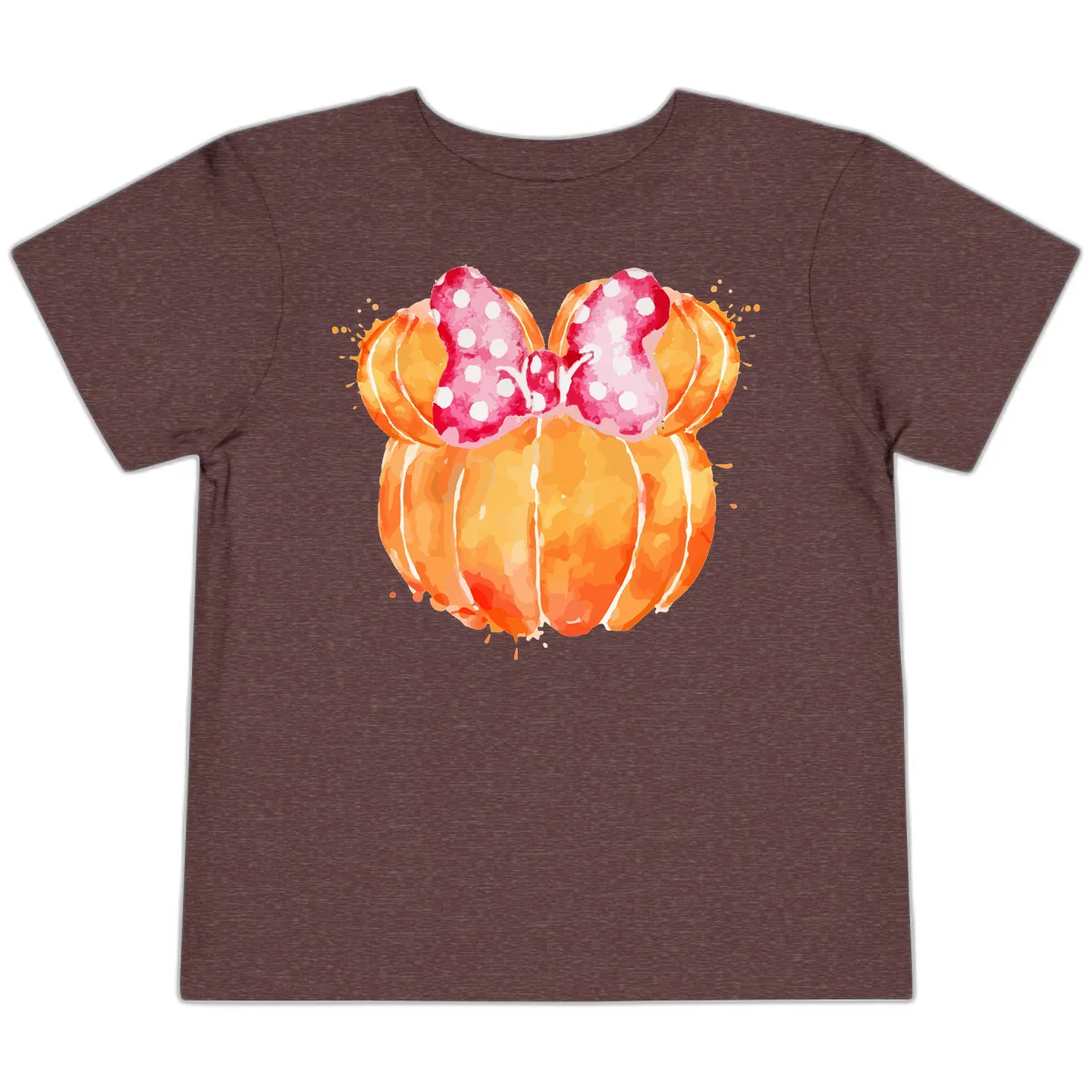 Pumpkin Minnie Mouse Ears Toddler T-Shirt in Heather Maroon