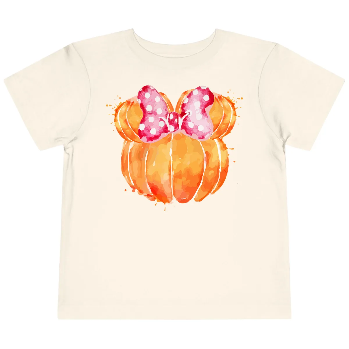 Pumpkin Minnie Mouse Ears Toddler T-Shirt in Natural
