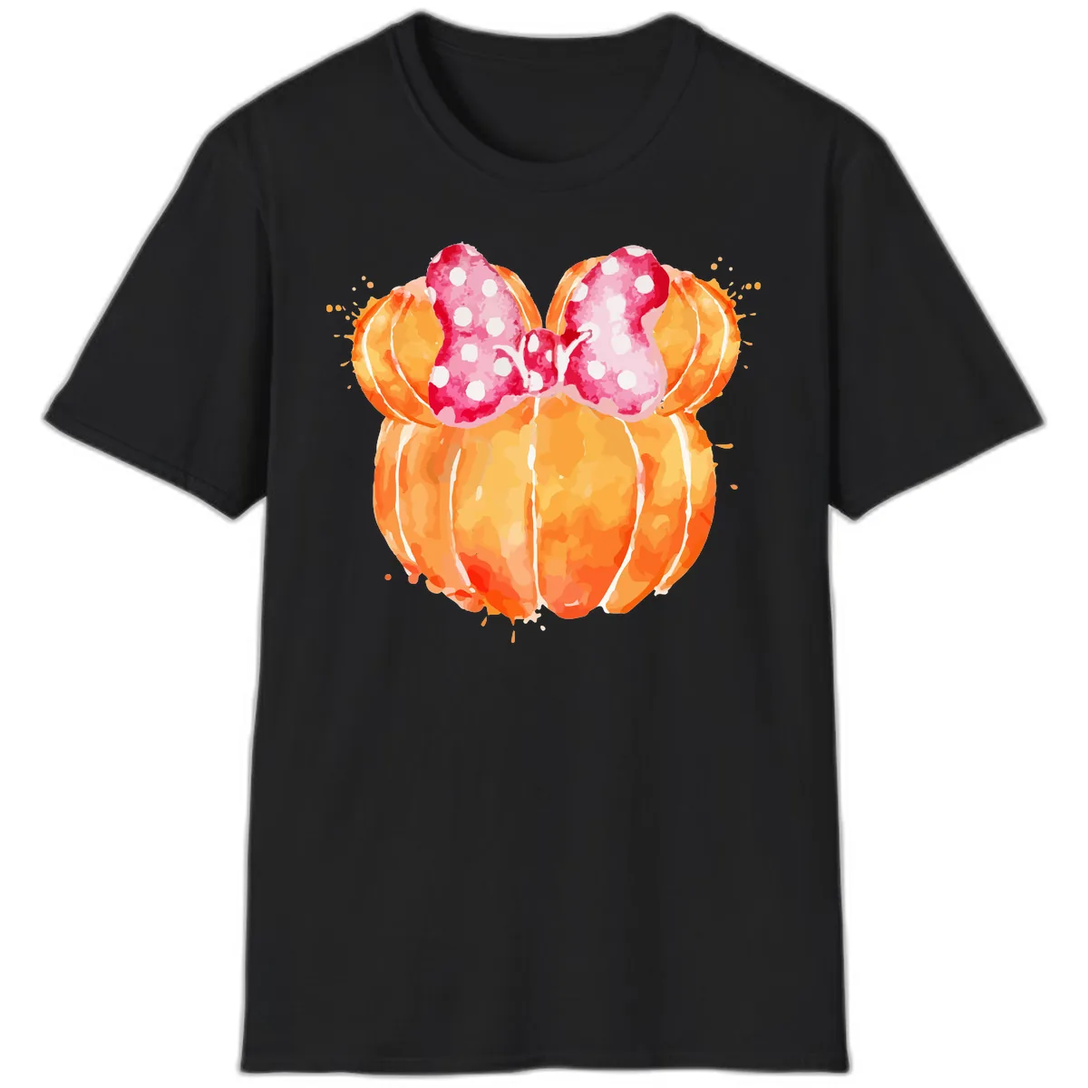 Pumpkin Minnie Mouse Ears T-Shirt in Black