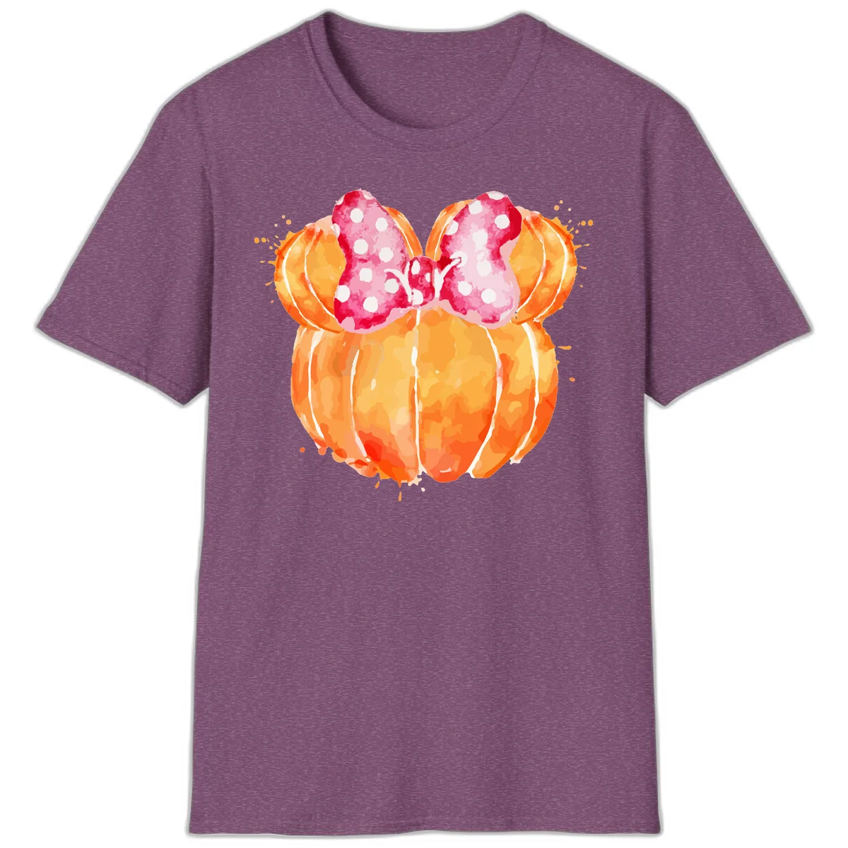 Pumpkin Minnie Mouse Ears T-Shirt in Heather Maroon