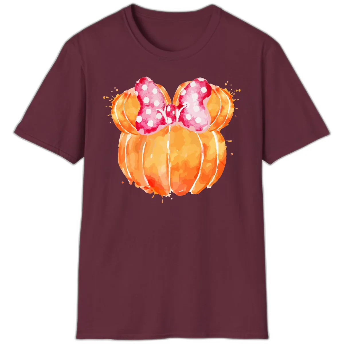 Pumpkin Minnie Mouse Ears T-Shirt in Maroon