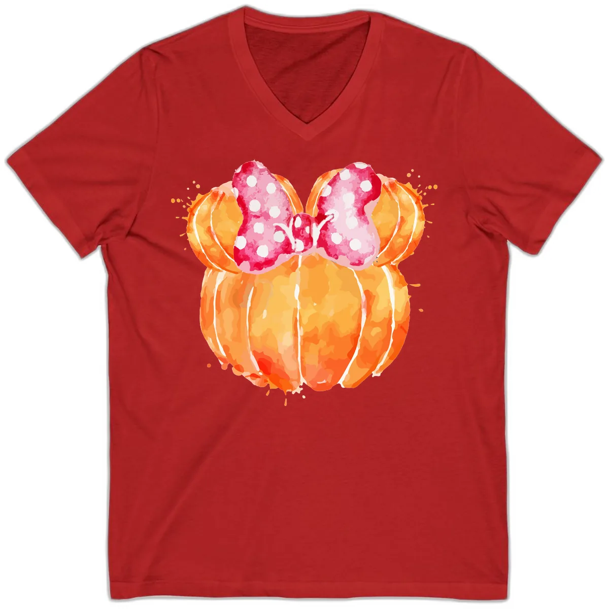 Pumpkin Minnie Mouse Ears V-Neck in Red