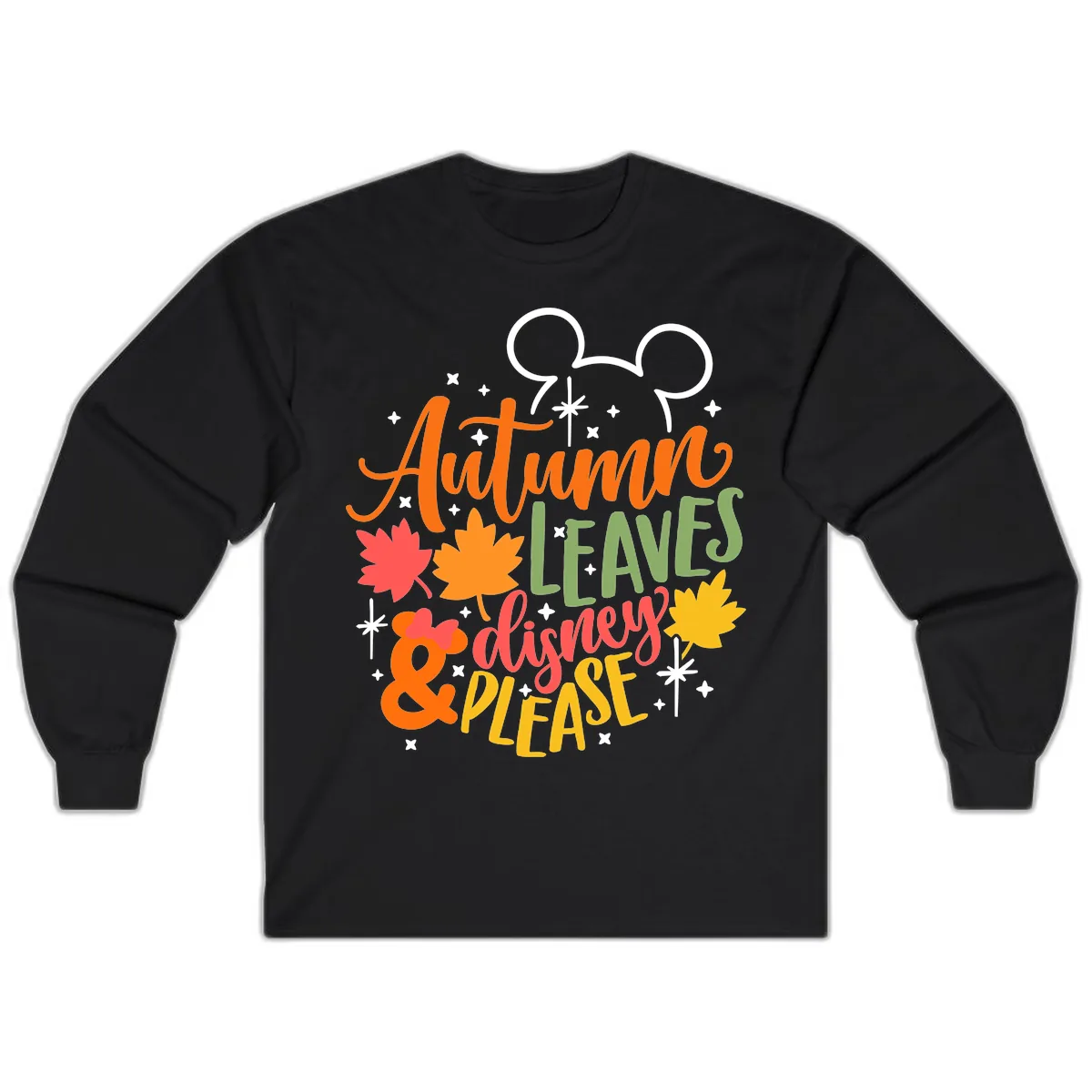 Autumn Leaves Disney Please Design Long Sleeve in Black