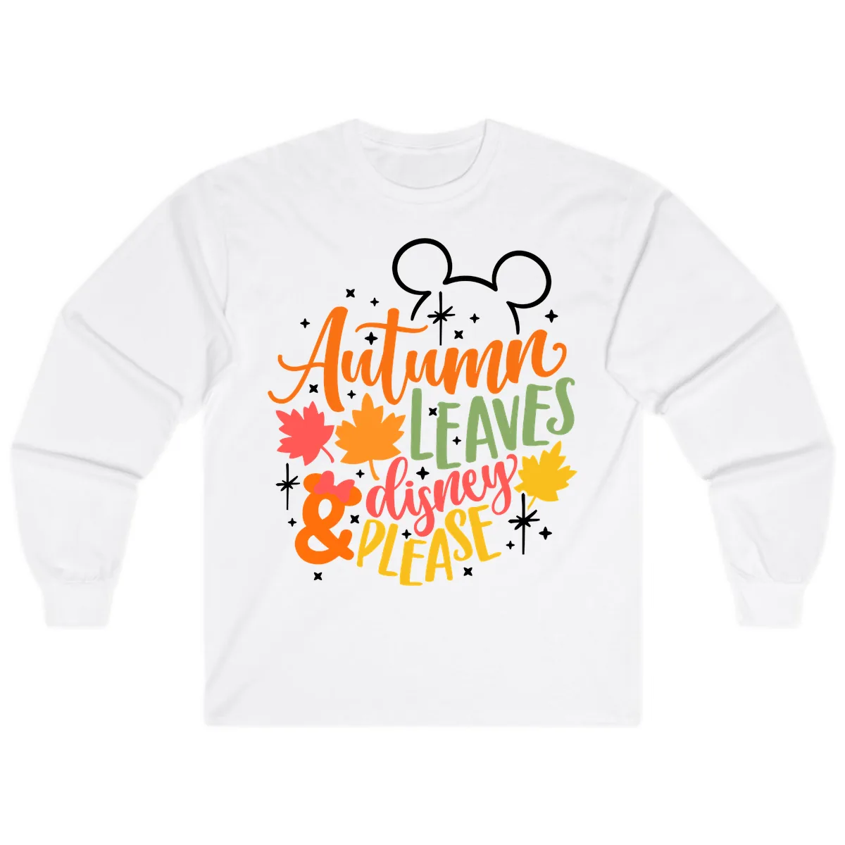 Autumn Leaves Disney Please Design Long Sleeve in White